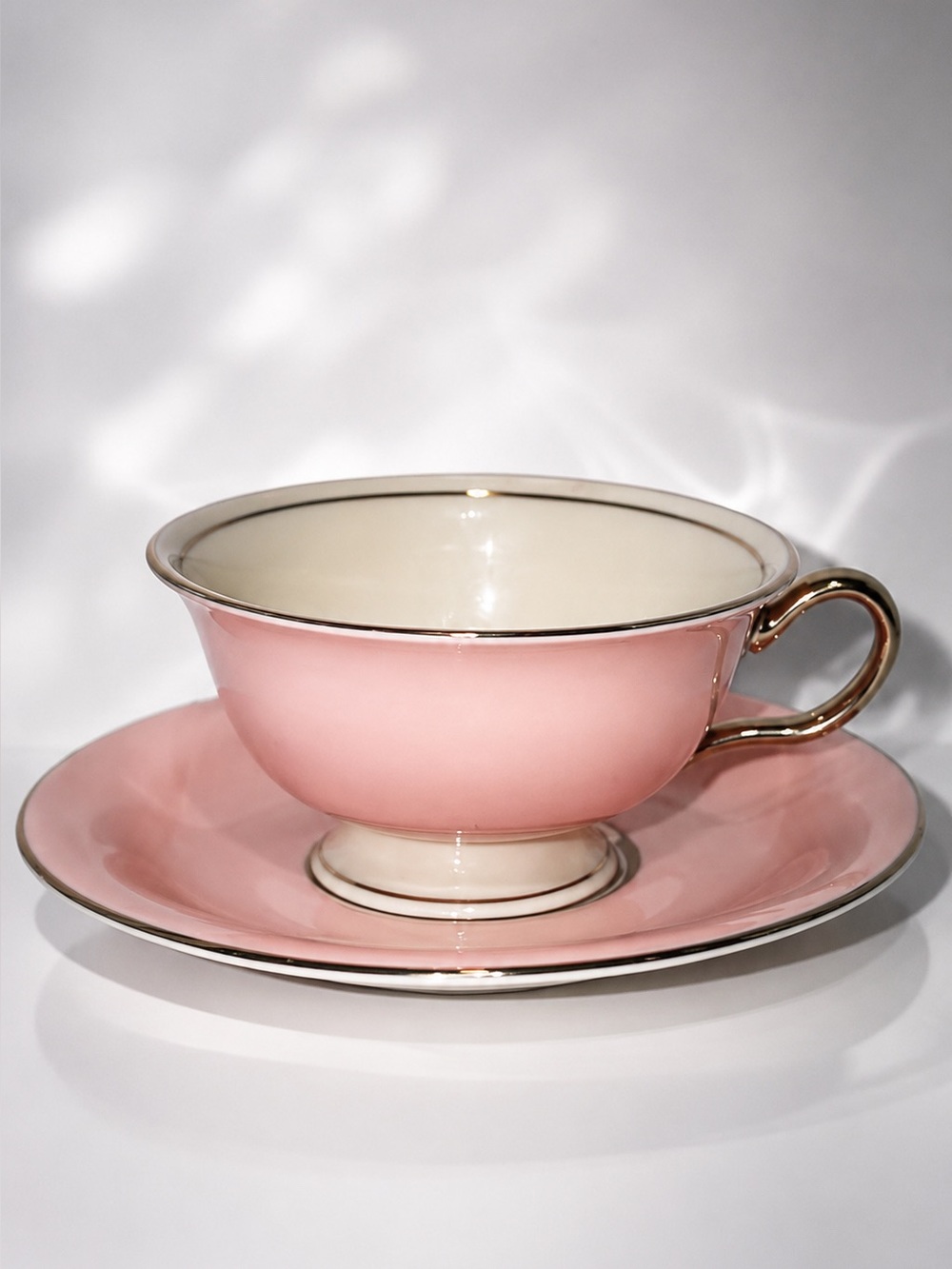 Vintage Castleton Shell Pink Fine China Tea Cup Saucer USA Elegant Cottagecore